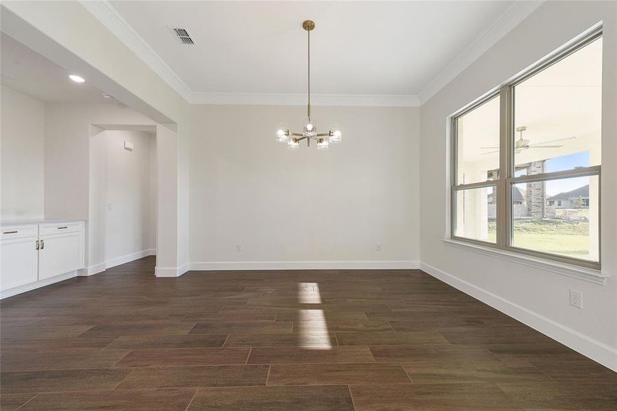 Large dining room with great views.