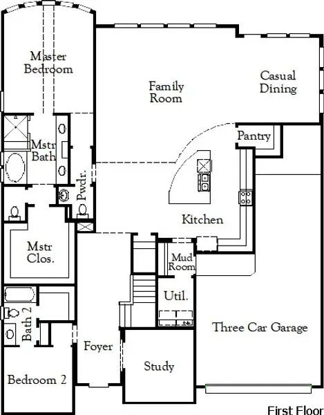2D floor plan layout for the Winters by Coventry Homes in Lariat, Liberty Hill, TX (Image 3).