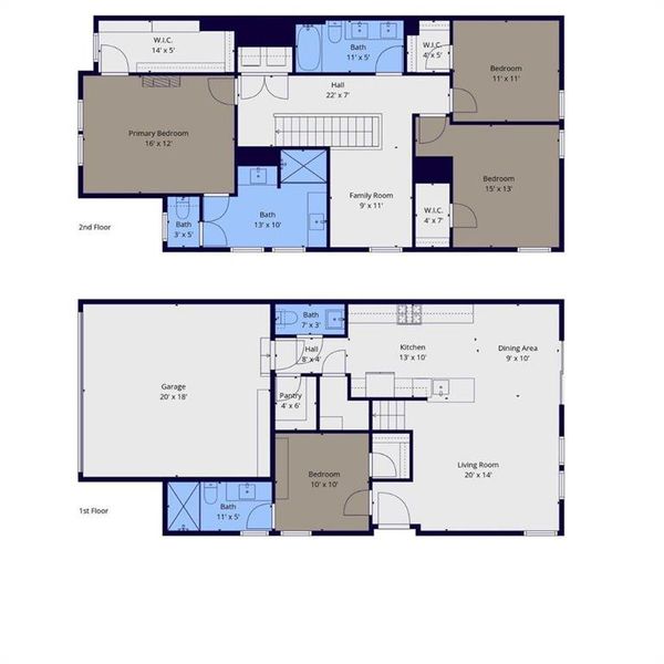2D floor plan layout of this home in Celina Hills, Celina, TX (Image 5).