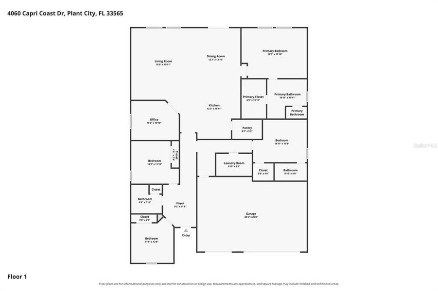 2D floor plan layout of this home in North Park Isle, Plant City, FL (Image 5).