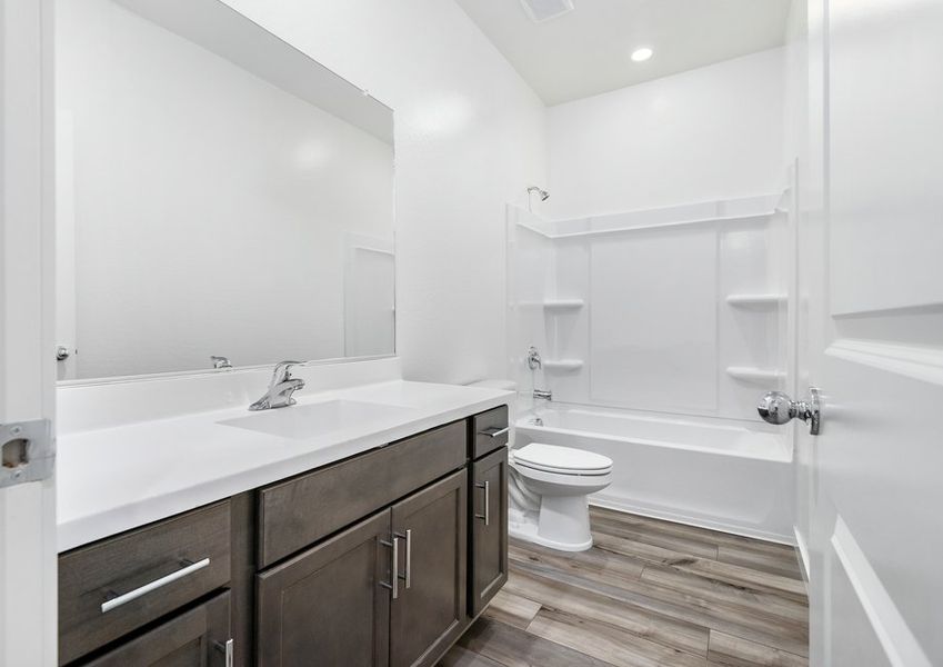 Family and guests have all the space they need in this extra bathroom. Family and guests have all the space they need in this extra bathroom.