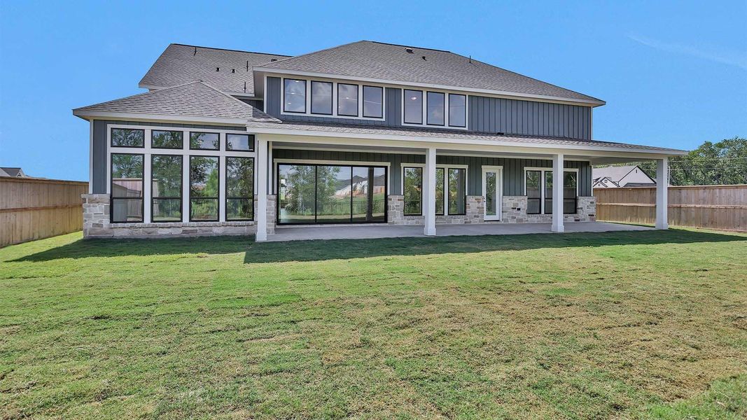 Front exterior of a new home in Fulshear Lakes 80', Fulshear, TX, highlighting curb appeal (Image 2).