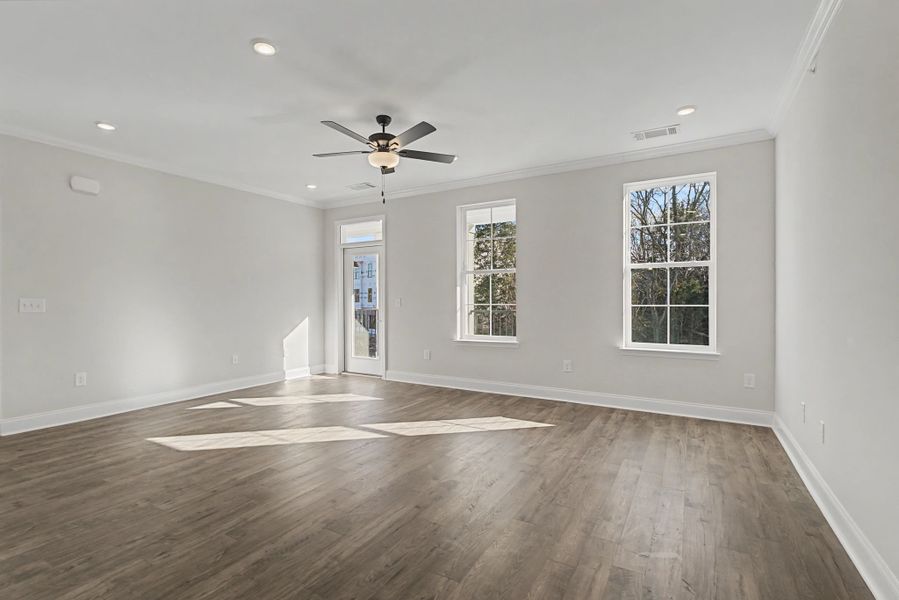 Carothers Farms Town Center Homes (Condos) Great Room with Door to the Balcony