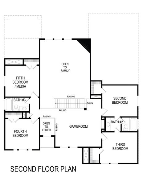 2D floor plan layout for the Coventry 2FS by First Texas Homes in Hidden Lakes Estates, DeSoto, TX (Image 5).