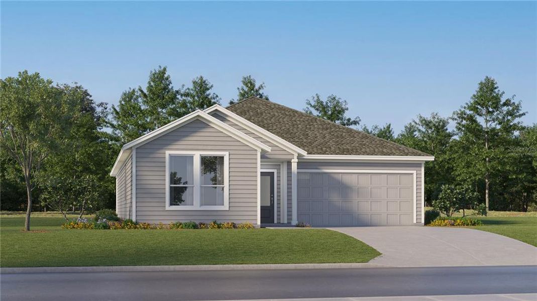 Front exterior of a new home in Meadow Pointe, Groveland, FL, highlighting curb appeal (Image 1). Front exterior of a new home in Meadow Pointe, Groveland, FL, highlighting curb appeal (Image 1).