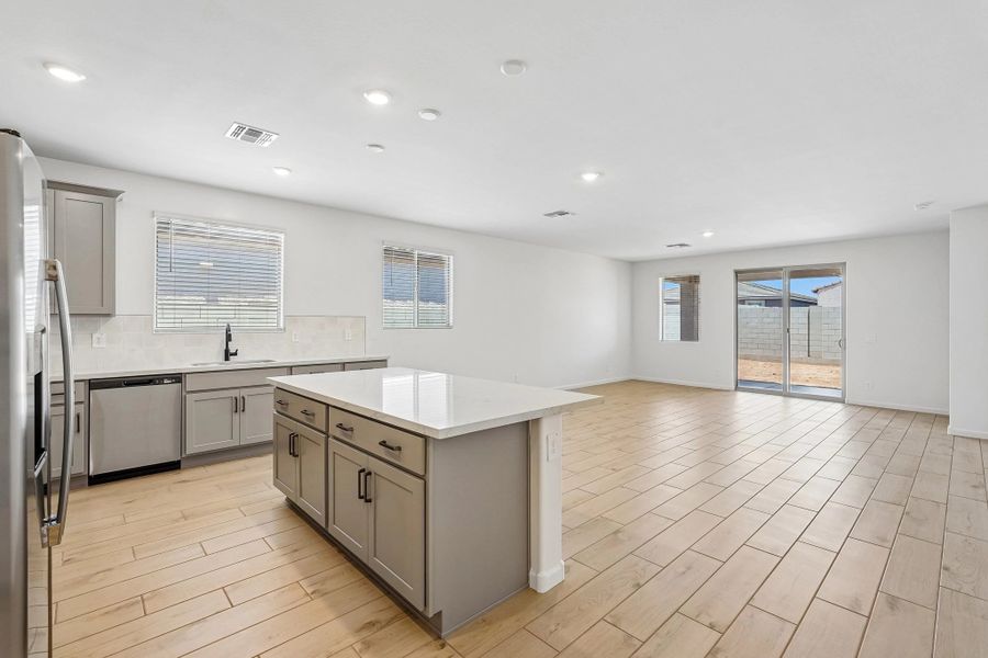 Kitchen, dining and great room Kitchen, dining and great room