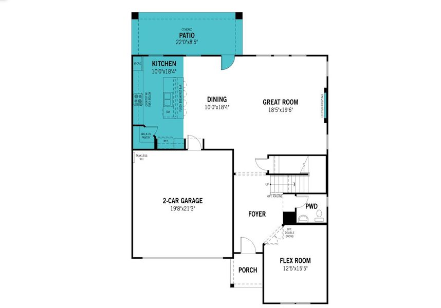 2D floor plan layout of this home in Villages of Hurricane Creek, Anna, TX (Image 4).