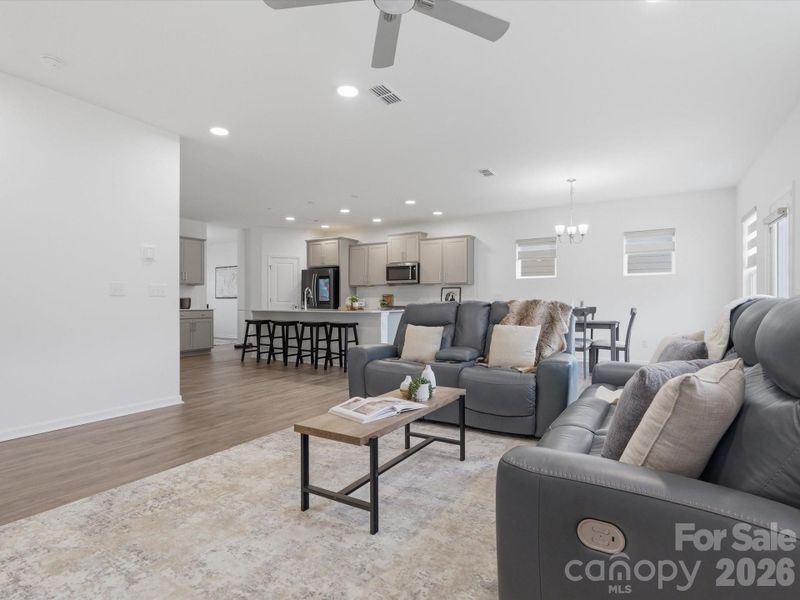 Furnished interior view inside a new home in Parkside Crossing, Charlotte (Image 12). Furnished interior view inside a new home in Parkside Crossing, Charlotte (Image 12).