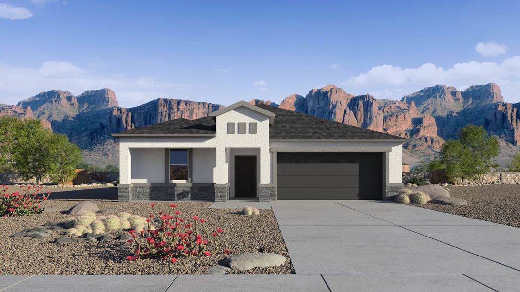 Representative exterior photo of a completed home built from the Cali by D.R. Horton in Quail Ranch, San Tan Valley, AZ (Image 19).