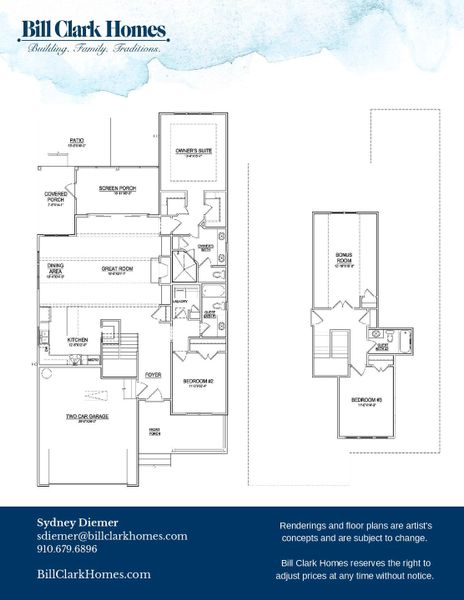 2D floor plan layout of this home in Riverside Cove, Wilmington, NC (Image 4).