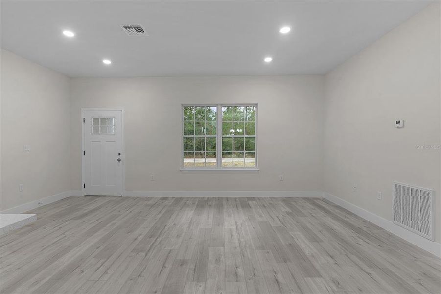 View of the living area from the dining area