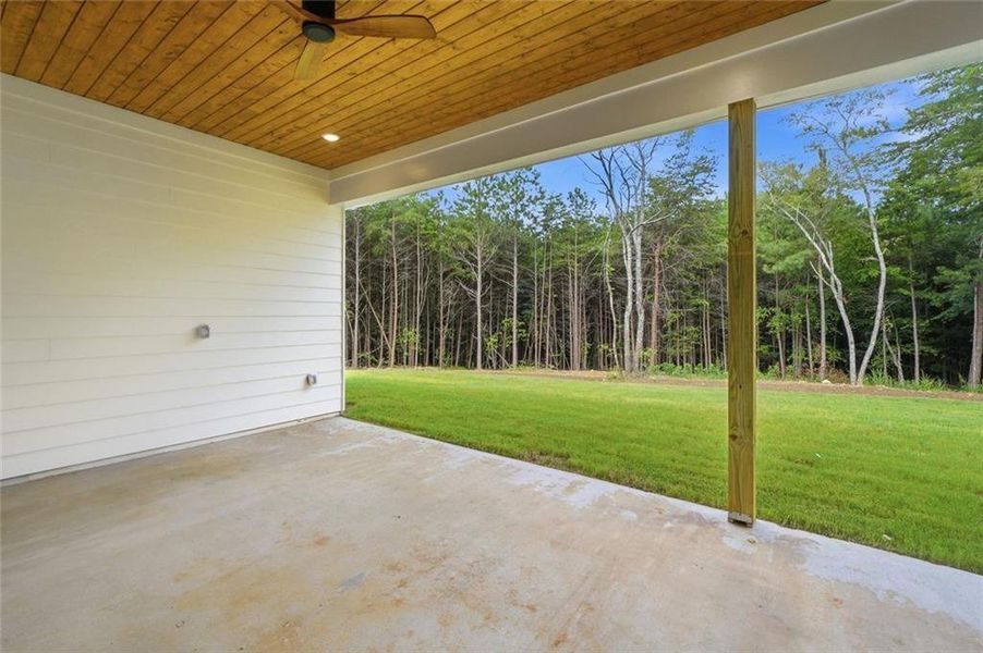 Exterior details and patio area of a home in , White (Image 4). Exterior details and patio area of a home in , White (Image 4).