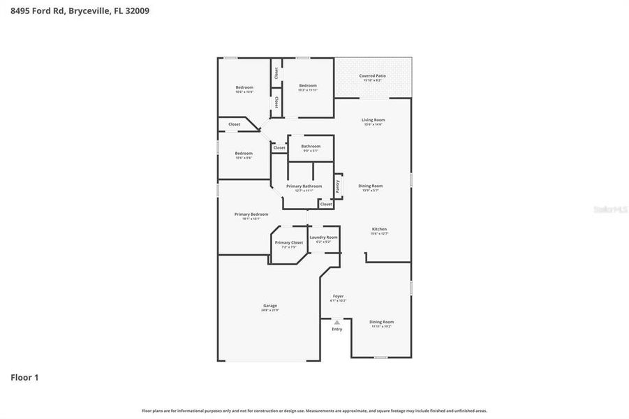 2D floor plan layout of this home in Stables at Cary Forest, Bryceville, FL (Image 5).