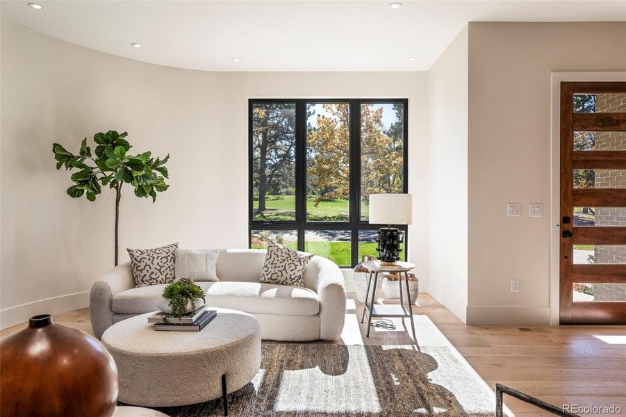 Incredible light and park views across the front of the home