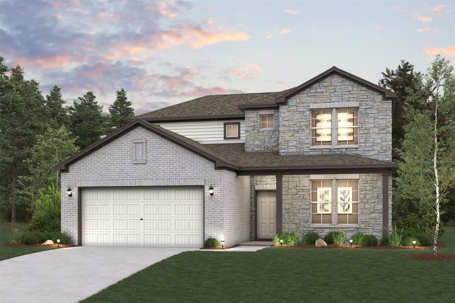 Front exterior of a new home in Pearlbrook, Texas City, TX, highlighting curb appeal (Image 1). Front exterior of a new home in Pearlbrook, Texas City, TX, highlighting curb appeal (Image 1).