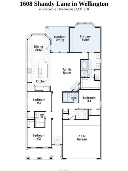 2D floor plan layout of this home in Wellington, Haslet, TX (Image 2).