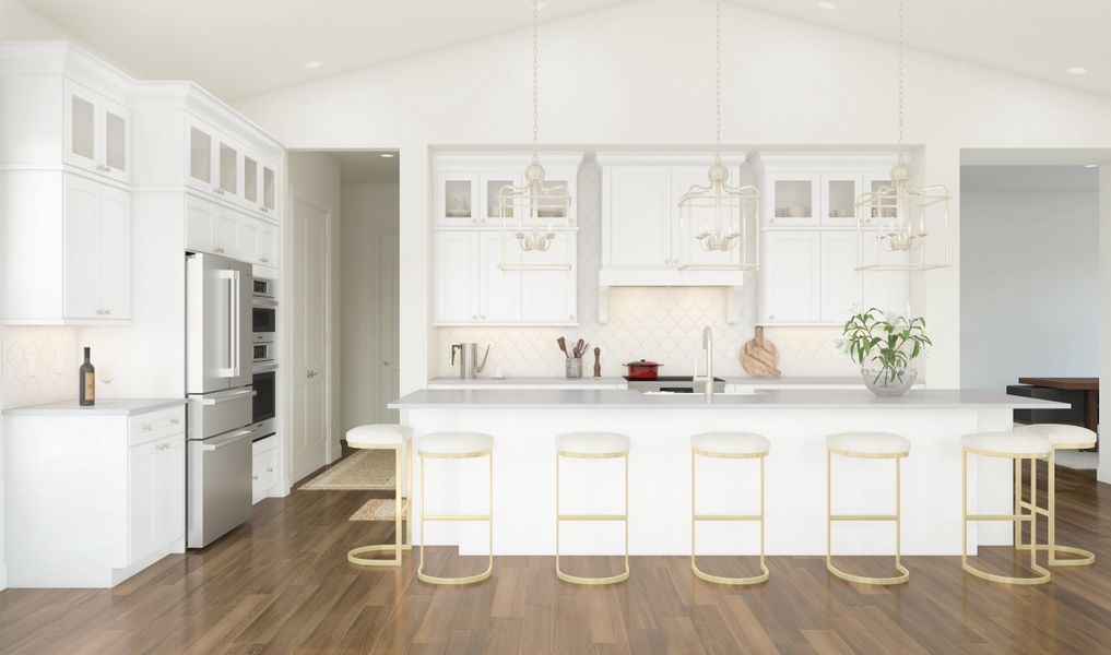 Kitchen with pendant lighting