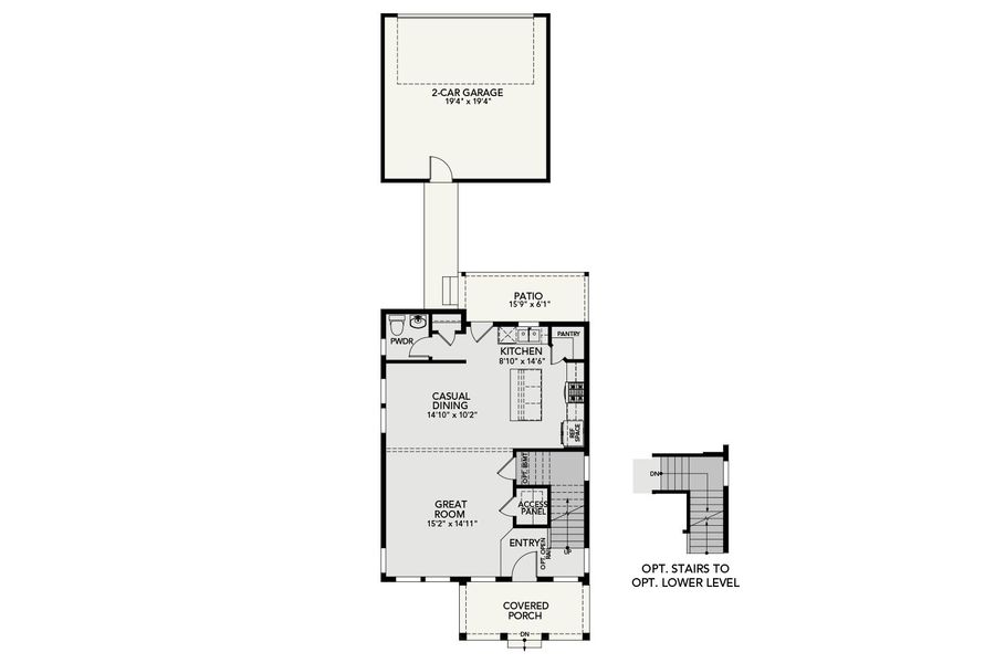 2D floor plan layout for the Estes by Brightland Homes in Westerly, Erie, CO (Image 4).