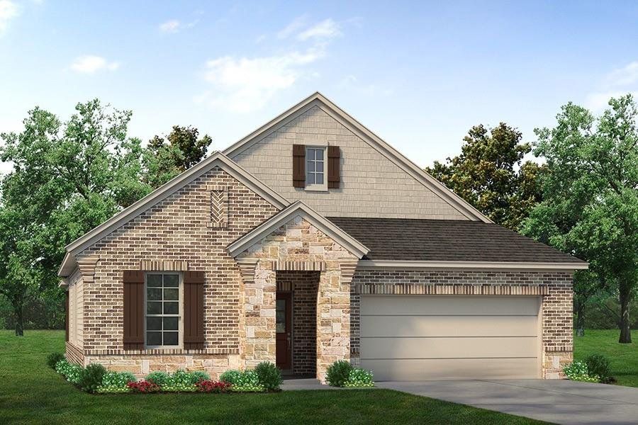 Front exterior of a new home in Northstar, Haslet, TX, highlighting curb appeal (Image 2).