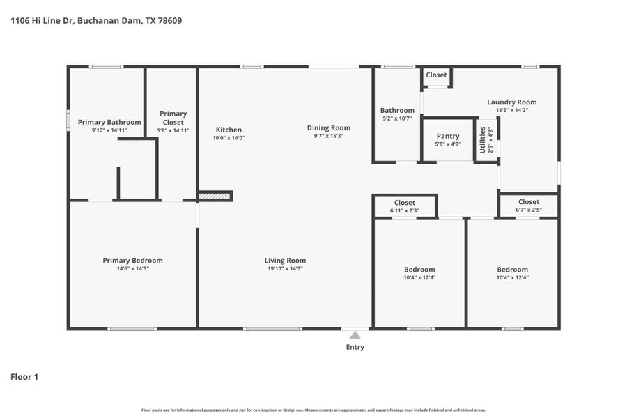 2D floor plan layout of this home in , Buchanan Dam, TX (Image 3). 2D floor plan layout of this home in , Buchanan Dam, TX (Image 3).