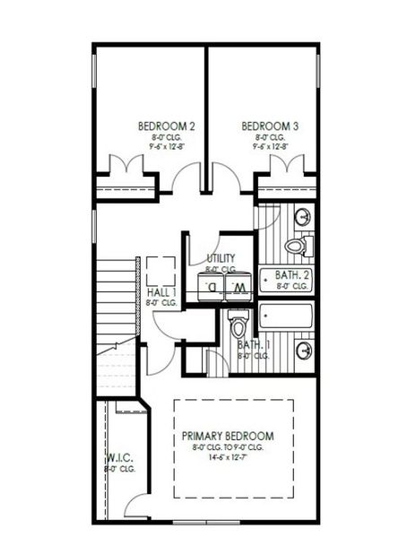 2D floor plan layout for the Prairie by Home Creations in Santa Fe, Cleveland, TX (Image 3).