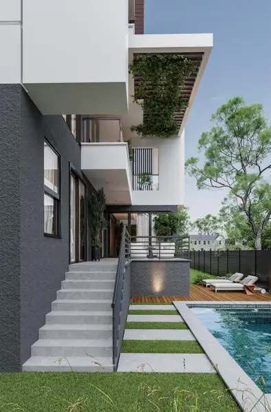 Exterior details and patio area of a home in , Houston (Image 3).