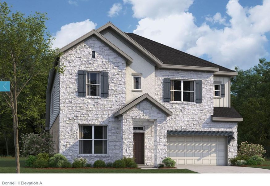 Front exterior of a new home in Edgewood, Leander, TX, highlighting curb appeal (Image 2). Front exterior of a new home in Edgewood, Leander, TX, highlighting curb appeal (Image 2).