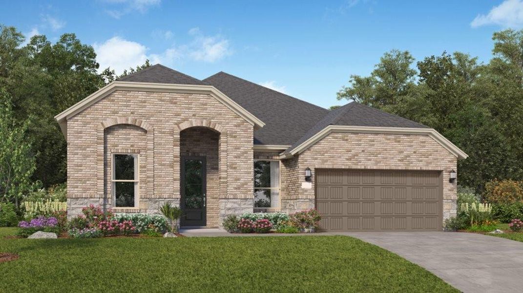 Front exterior of a new home in ARTAVIA: Fairway Collection, Conroe, TX, highlighting curb appeal (Image 2).
