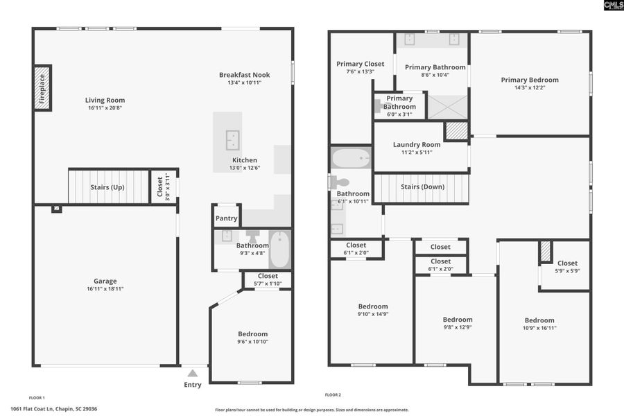 2D floor plan layout of this home in Boykin Hills, Chapin, SC (Image 2).