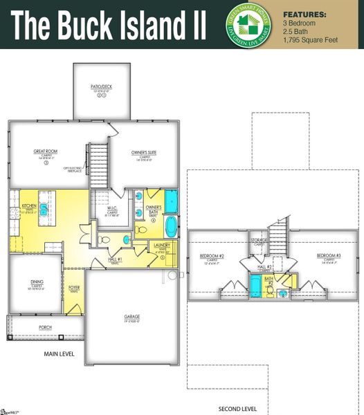 2D floor plan layout of this home in Shiloh Trail, Wellford, SC (Image 4).