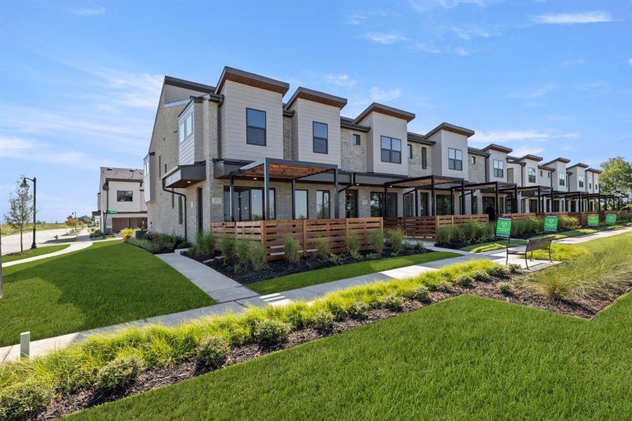 Front exterior of a new home in Ten Mile Creek, Celina, TX, highlighting curb appeal (Image 17).