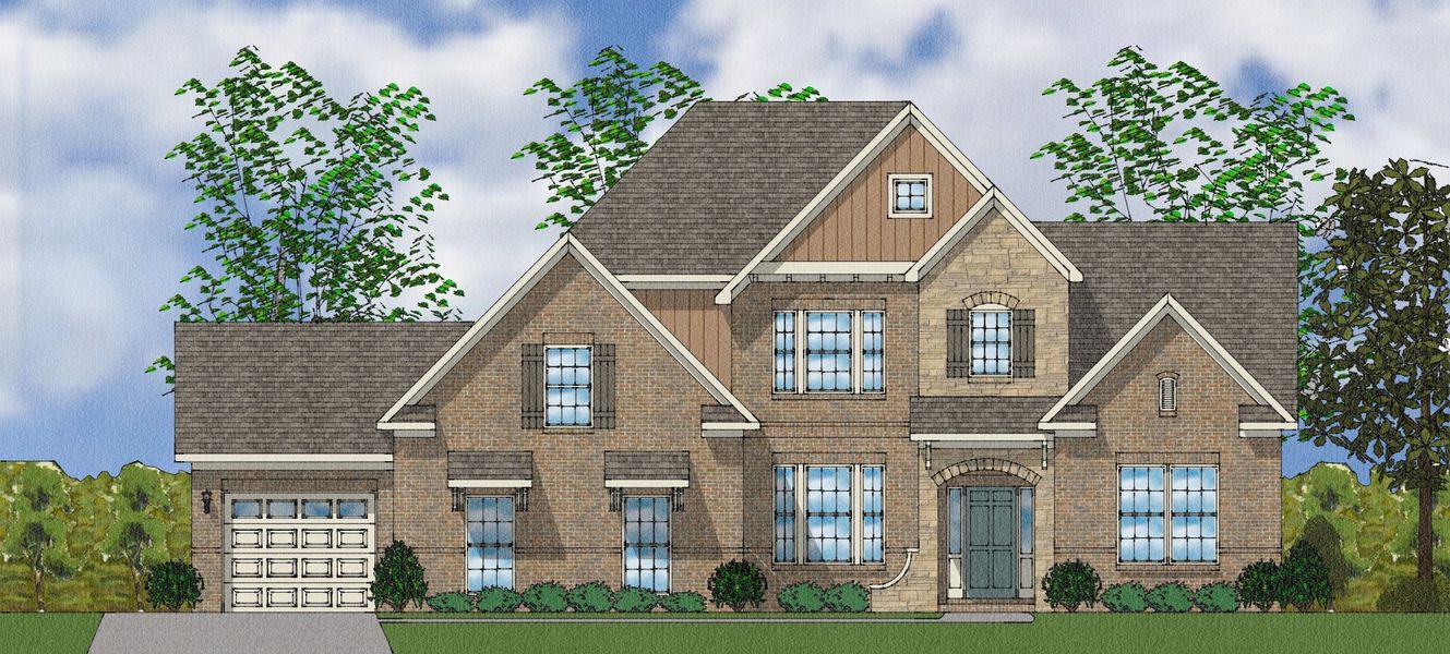 Representative exterior photo of a completed home built from the Bridges II - Elite Collection by Mungo Homes in Suter Estates, Easley, SC (Image 8).