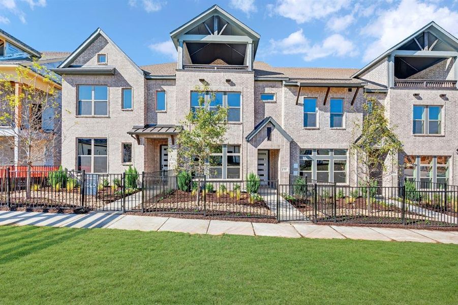 Front exterior of a new home in Hillside at Las Colinas, Irving, TX, highlighting curb appeal (Image 1).