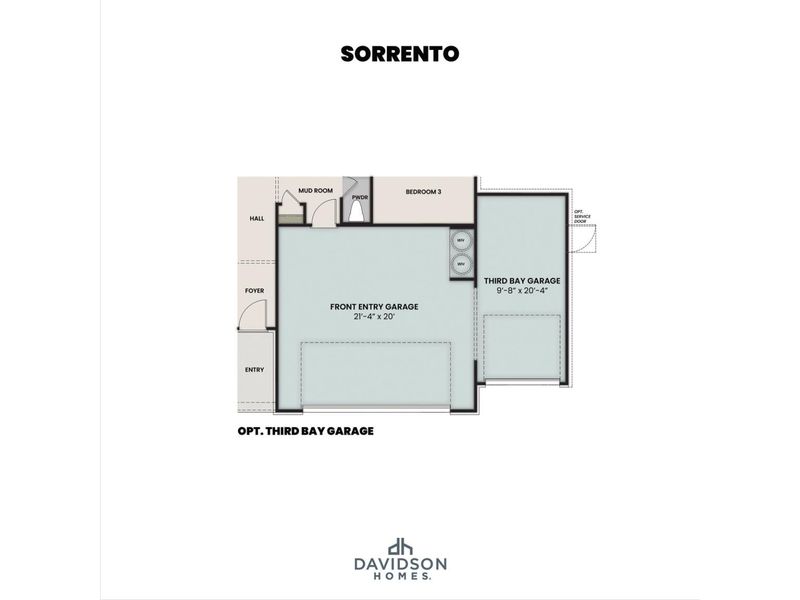 2D floor plan layout for the The Sorrento E by Davidson Homes LLC in Sundance Cove, Crosby, TX (Image 7).