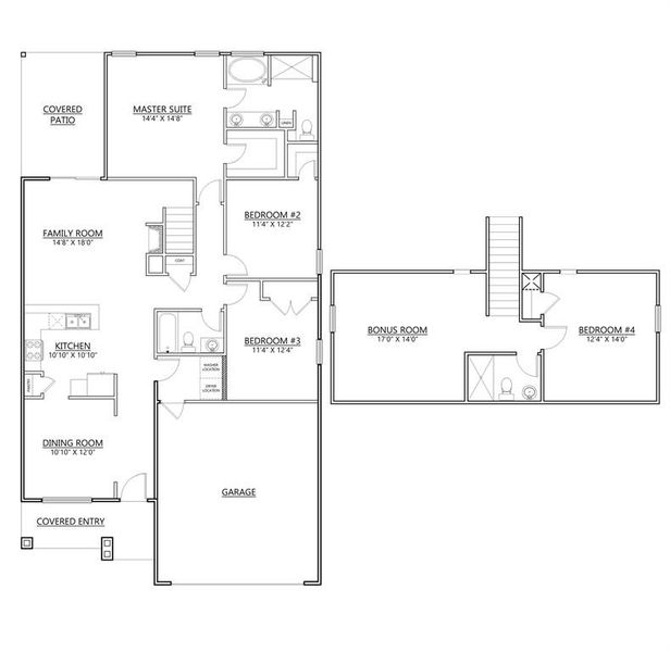 2D floor plan layout for the JOSIE by D.R. Horton in Abelia Meadows, Piedmont, SC (Image 2).