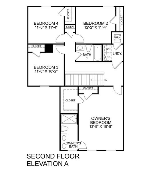 2D floor plan layout for the Lily by Ryan Homes in Liberty Grove, China Grove, NC (Image 3).