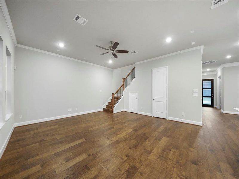 Have friends over and watch the big game in this spacious living area! (Sample photo of a completed Sterling Floor Plan. Image may show alternative features/and or upgrades.)