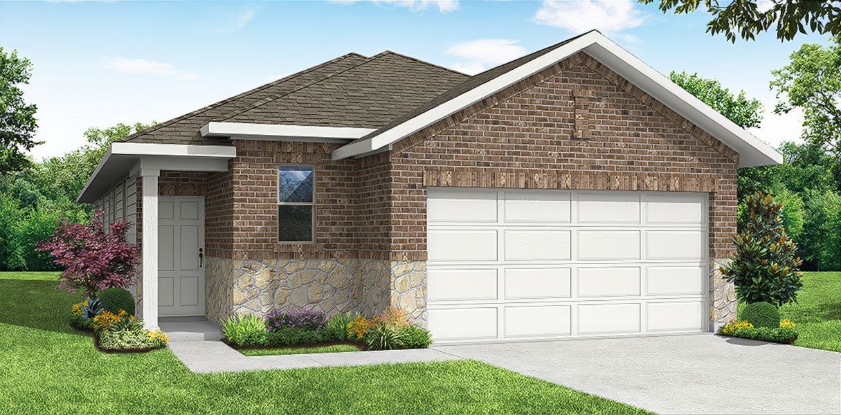 Representative exterior photo of a completed home built from the Cottonwood by Impression Homes in Creekside Ranch, Blue Ridge, TX (Image 6). Representative exterior photo of a completed home built from the Cottonwood by Impression Homes in Creekside Ranch, Blue Ridge, TX (Image 6).