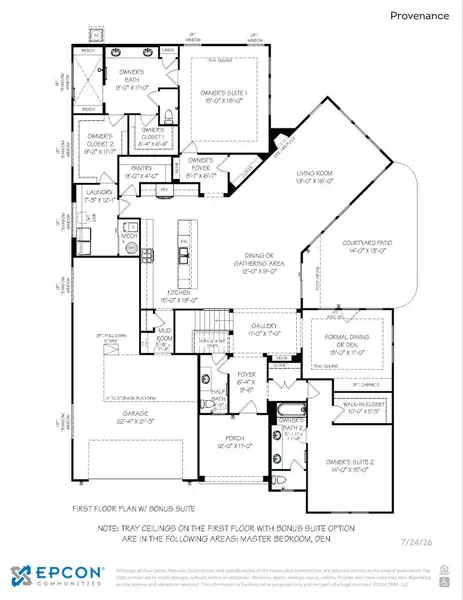 2D floor plan layout for the Provenance by Epcon Communities in The Courtyards at Redbud Lane, Holly Springs, GA (Image 6).