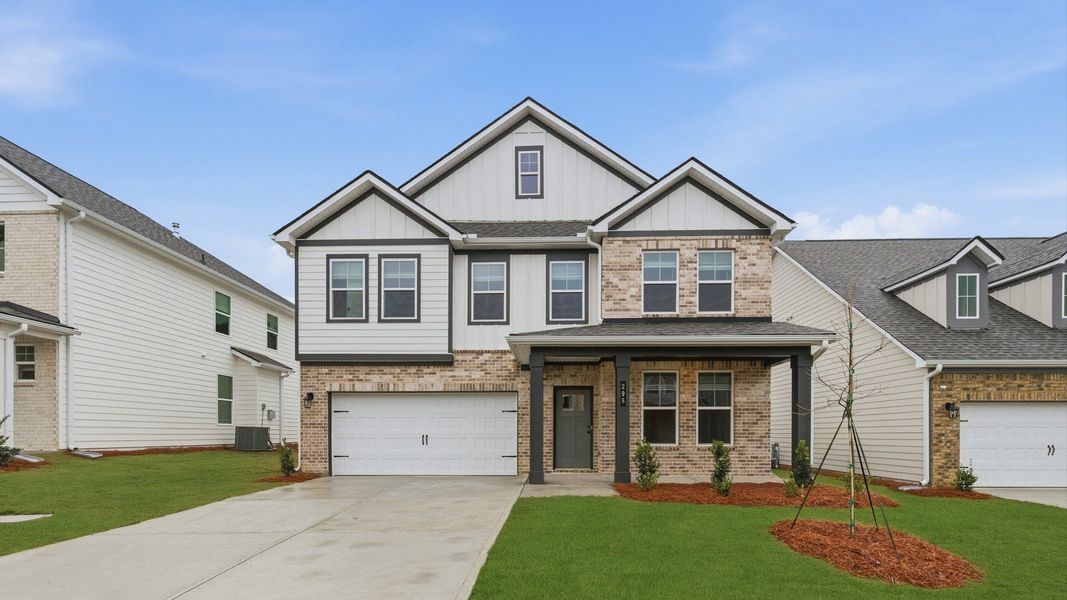 Representative exterior photo of a completed home built from the Wagener by DRB Homes in Abbotts Crossing, Conyers, GA (Image 26).