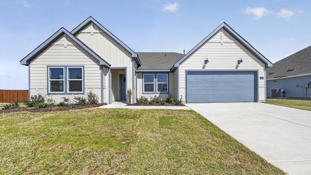 Representative exterior photo of a completed home built from the Fiedor by D.R. Horton in Windrose, Pilot Point, TX (Image 1). Representative exterior photo of a completed home built from the Fiedor by D.R. Horton in Windrose, Pilot Point, TX (Image 1).