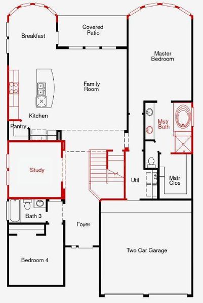 2D floor plan layout of this home in Valencia 50', Manvel, TX (Image 3).