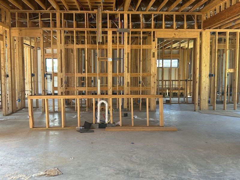 Open kitchen with large Island.