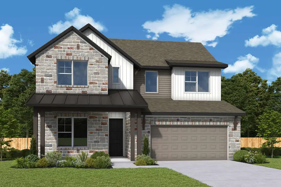 Representative exterior photo of a completed home built from the The Bluebonnet by David Weekley Homes in The George - Enclave Collection, Richmond, TX (Image 1). Representative exterior photo of a completed home built from the The Bluebonnet by David Weekley Homes in The George - Enclave Collection, Richmond, TX (Image 1).