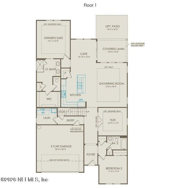 2D floor plan layout of this home in Westerly Park at Wildlight, Yulee, FL (Image 3).