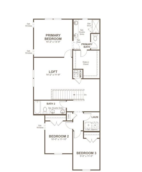 2D floor plan layout of this home in Seasons at Asher's Landing, Jacksonville, FL (Image 5).