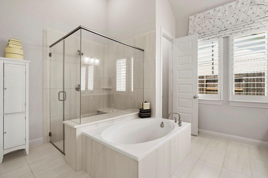 Separate tub and walk-in shower Separate tub and walk-in shower