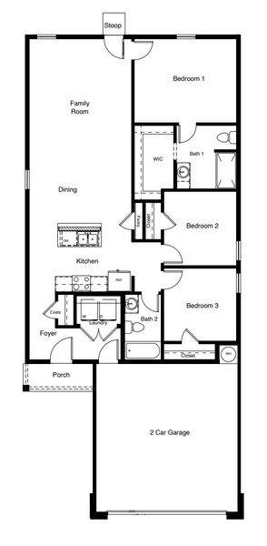 2D floor plan layout for the Buck by D.R. Horton in Deer Meadows, Odessa, TX (Image 4).