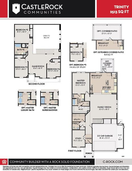 2D floor plan layout for the Trinity by CastleRock Communities in Sagebrook, Argyle, TX (Image 4). 2D floor plan layout for the Trinity by CastleRock Communities in Sagebrook, Argyle, TX (Image 4).