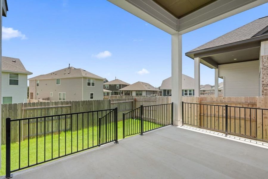 Exterior details and patio area of a home in Lariat, Liberty Hill (Image 27). Exterior details and patio area of a home in Lariat, Liberty Hill (Image 27).